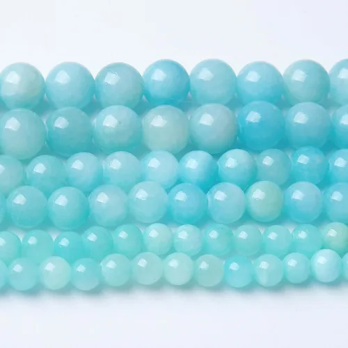 Miniatura 48 de Cuentas Redondas Sueltas de Gemas Naturales, Cuentas de Piedra Energética de Cristal para Hacer Joyas 15" (Jade Hielo, 10MM)