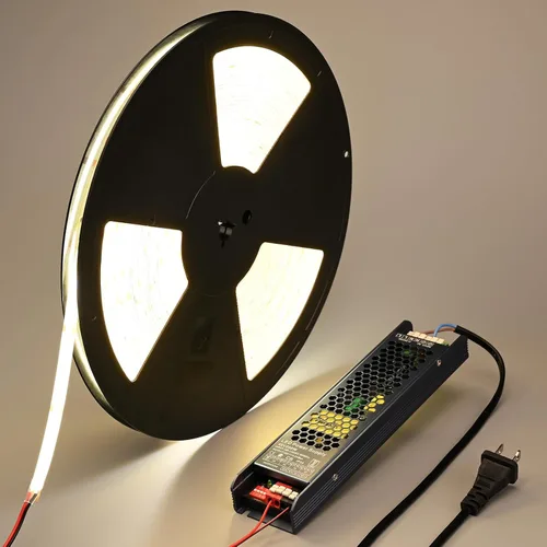 Miniatura 12 de BENLUN Tira de luz LED COB de 48 V, 65.6 pies, 3000 K, luz blanca cálida, flexible, cortable, luces de cinta LED 8W/M 480LEDs/M CRI 92 con fuente