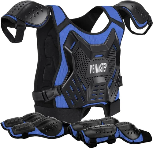 Miniatura 13 de Protector de Pecho para Bicicleta de Tierra para Niños - Chaleco de Armadura de Motocicleta Motocross con Rodilleras y Coderas - Traje de Protección