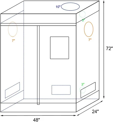 Miniatura 5 de Outvita Carpa de Cultivo de 47" x 24" x 70", Cuarto de Cultivo de Plantas Hidropónicas con Mylar Altamente Reflectante con Bandeja de Piso Removible