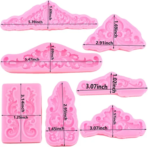 Miniatura 2 de Mujiang Moldes de silicona de estilo barroco para fondant de encaje, borde de encaje, molde de caramelo para cupcakes, decoración de pasteles, pasta