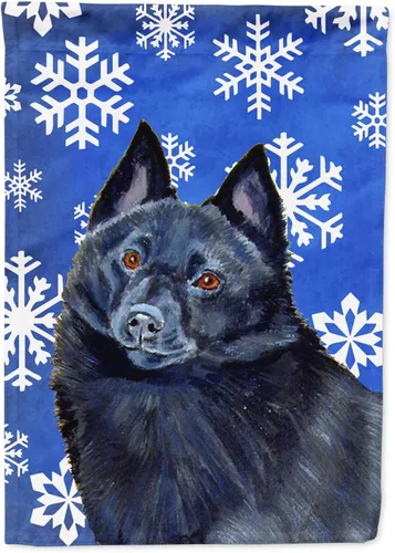 Miniatura 212 de Caroline's Treasures SC9374GF Bulldog English Snow flakes Holiday Garden Flag Buzón Bandera decorativa para patio exterior, patio, obras de arte