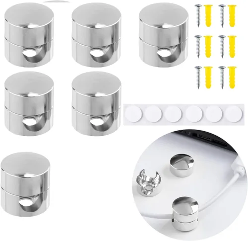 Miniatura 5 de 3 juegos de soportes para cables de carga, clips adhesivos de metal de color cobre antiguo, soportes de anclaje de cable ajustables, organizador