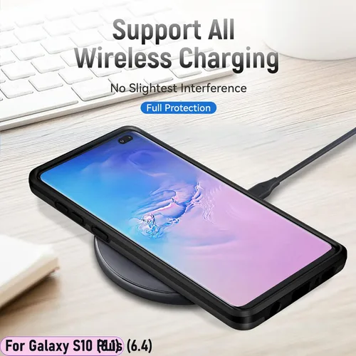 Miniatura 6 de Funda híbrida de doble capa para Galaxy S10 Plus/S10+ de 6.4 pulgadas, resistente a los golpes, resistente a los golpes, con 1 soporte magnético