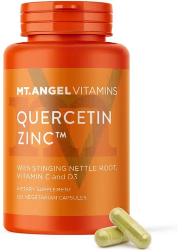 Mt. Angel Vitamins - Quercetina de zinc con suplemento de bromelina - Apoyo inmunológico y salud respiratoria - Cápsulas de quercetina de 500 mg |