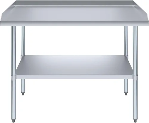 Miniatura 2 de AmGood Mesa de trabajo comercial con protector antisalpicaduras y protectores laterales Altura: 35" Mesa de preparación de acero inoxidable