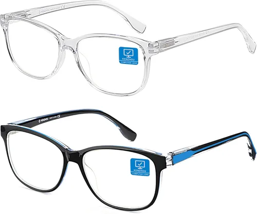 Miniatura 7 de K KENZHOU Lentes de luz azul para mujeres y hombres, lentes de bloqueo de luz azul para teléfonos de juegos de computadora, antifatiga ocular y Negro