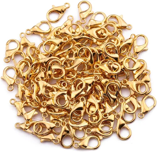 Miniatura 5 de BEADIA Cierres de langosta de aleación de 0.472 x 0.236 in chapados en oro para hacer joyas de bricolaje, 150