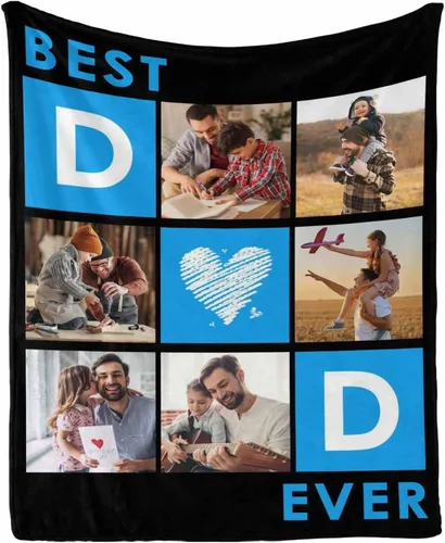 Miniatura 12 de InterestPrint Customized Blankets with Photos Gifts for Dad on Father's Day Birthday, Dad Blanket from Daughter Son Wife Personalized Throw Gifts