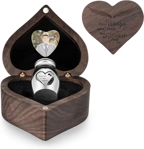 Miniatura 13 de Dletay Mini urnas para cenizas humanas, pequeñas urnas de cremación para hombres y mujeres, recuerdo de cenizas con caja cuadrada de madera de 1.18
