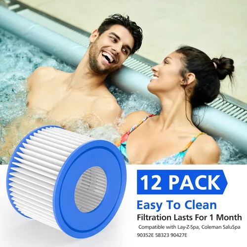 Miniatura 3 de Paquete de 12 cartuchos de filtro para bañera de hidromasaje tipo VI compatibles con Lay-Z-Spa, Coleman SaluSpa 90352E 58323 90427E