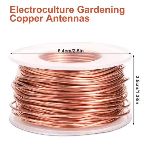 Miniatura 2 de Antena de jardinería de electrocultura, alambre de cobre puro de 65 pies, estaca de jardín, bobina de varilla de cobre desnuda, calibre 16, 99.9%
