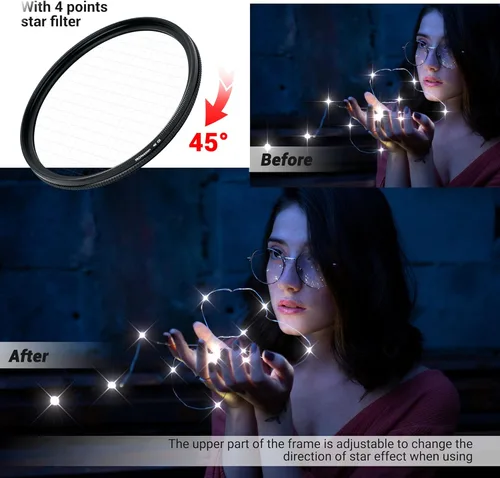 Miniatura 5 de PROfezzion Kit de filtro de estrella de 2.835 in, 3 piezas de filtro Starburst ajustable para Nikon Z6 Z6II Z7 Z7II con lente Z 0.945-2.756 in f4