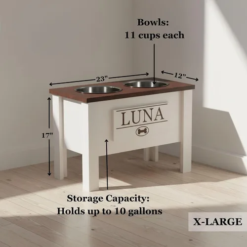Miniatura 21 de GrooveThis Woodshop Soporte Personalizado de Cuenco Elevado para Perros de Tamaño Grande, Mediano, Pequeño y Extra Pequeño - Cuencos de Acero Negro