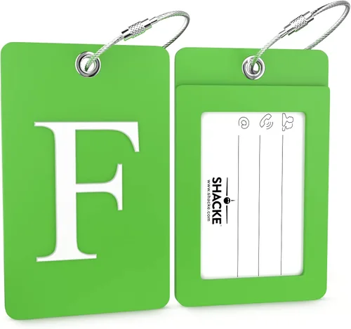 Miniatura 102 de Etiqueta de equipaje con inicial, totalmente flexible, con aro de acero inoxidable, letra G