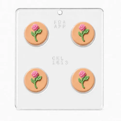 Rose Bud Cookie Sandwich Chocolate Candy Mold 1613 4 cavidades