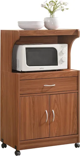 Miniatura 7 de HODEDAH IMPORT - Carrito de cocina para microondas, de madera de haya.