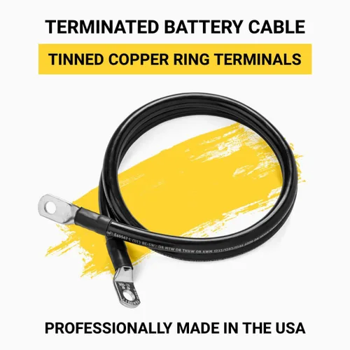 Miniatura 2 de Spartan Power - Cable de batería negro de 9 pulgadas, calibre 4/0 AWG, 3/8" M10, fabricado en EE. UU Negro 9 pulgadas 4/0 AWG - 3/8