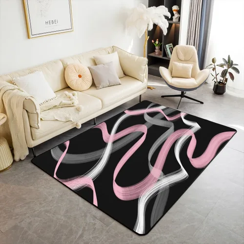Miniatura 11 de Feelyou Alfombra de sala de estar, 3 x 5 pies, diseño geométrico para niños, diseño moderno a rayas, para interiores, antideslizante, con diseño