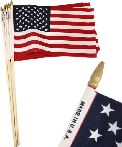 Miniatura 8 de GIFTEXPRESS 24 banderas de 12 x 18 pulgadas fabricadas en Estados Unidos impresas con punta de lanza, 4 de julio y Día de los Caídos de Estados