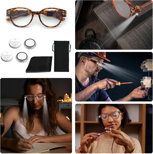 Miniatura 6 de Lentes de lectura con luz LED brillante con lupa con luz en la fama, lectores LED brillantes para hombres y mujeres, bloqueo de luz azul, antifatiga