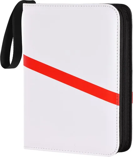 Miniatura 13 de Carpeta para tarjetas coleccionables de 4 bolsillos con cremallera y correa de mano, capacidad para hasta 400 tarjetas, carpeta TCG de piel