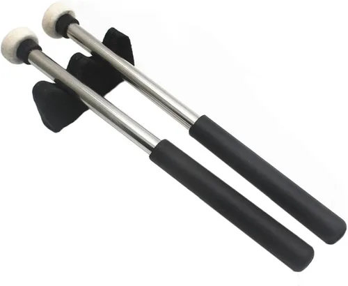 Miniatura 3 de Jiayouy 4 pares de mazos de tambor de lengua de acero con soporte y bolsa de almacenamiento, 3 pares de palos de percusión de cabeza de goma, 1 par