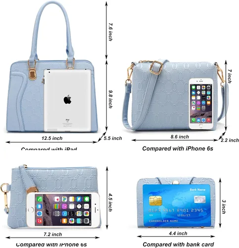 Miniatura 29 de Bolsos de mano de moda para mujer, bolsa de hombro, asa superior, bolsa de mano, juego de 4 piezas