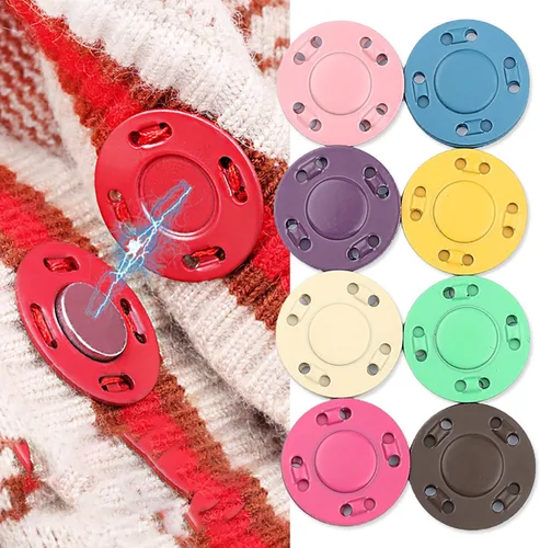 Miniatura 2 de Juego de 6 botones magnéticos, suministros de costura, hebilla magnética de metal, 3 pares de botones invisibles a presión para ropa, abrigo, Verde