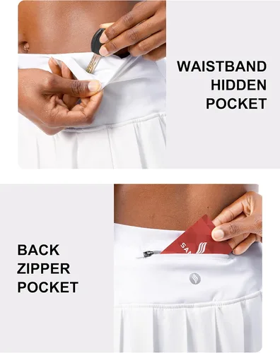 Miniatura 4 de SANTINY Women's Pleated Tennis Skirt 4 Pockets High Waisted Skort with Shorts Athletic Golf Skorts Skirts for Women