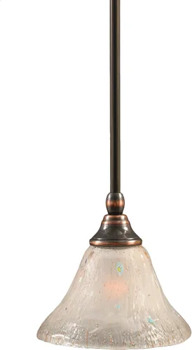 Miniatura 145 de Toltec Lighting Tallo Colgado Mini colgante, acabado de cobre negro, 3.5" cuadrado humo burbuja vidrio