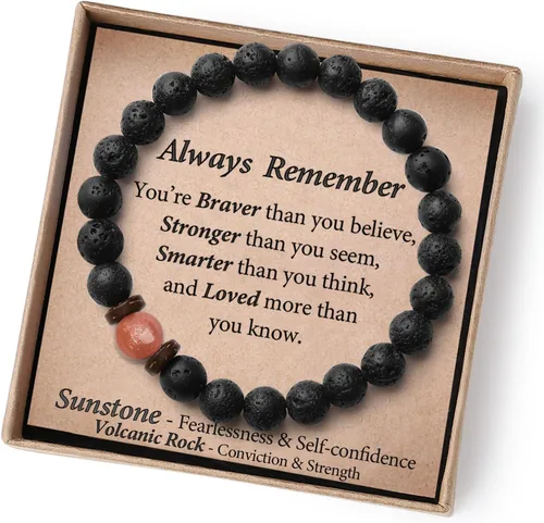 Miniatura 9 de Regalos navideños para adolescentes, hombres, fuerza/confianza, pulseras de piedras preciosas hechas a mano con tarjeta significativa