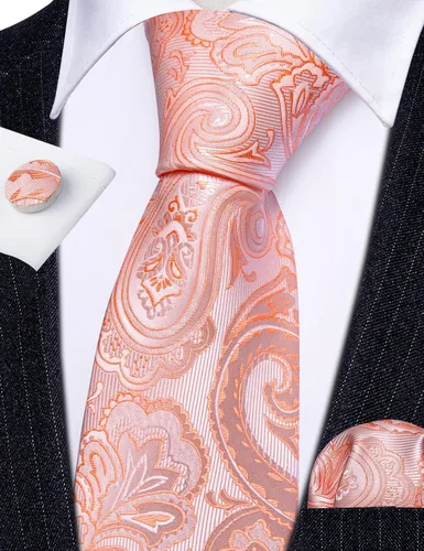 Miniatura 95 de Barry.Wang - Juego de corbata de seda para hombre, diseño de cachemira, pañuelo y gemelos de bolsillo