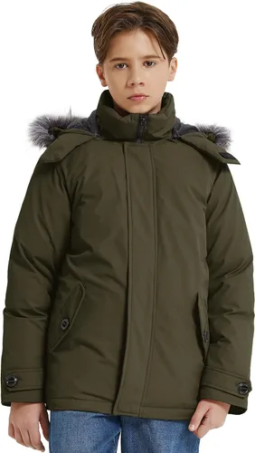 Miniatura 3 de Wantdo Abrigo de invierno cálido impermeable para niños chaqueta acolchada gruesa y acolchada parka con capucha