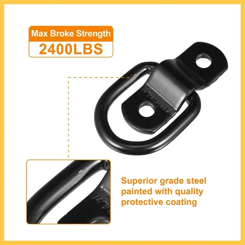 Miniatura 3 de Anclaje de amarre de anillo D de 1/4 pulgadas de diámetro, anillos en D, anillo de anclaje para remolque, camión, barco, RV, ATV, SUV, vehículos
