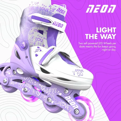 Miniatura 2 de Yvolution Patines en línea ajustables de neón – Patines para niños con ruedas iluminadas – Tallas J12–6, para niños y niñas a partir de 5 años