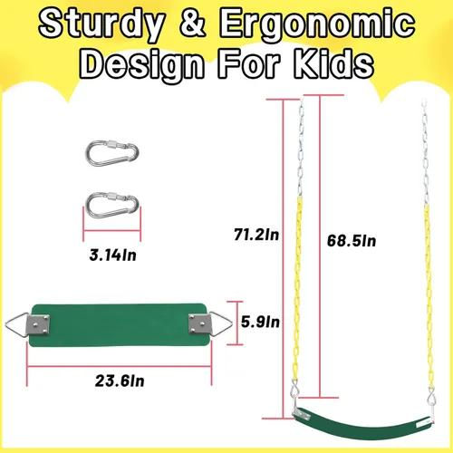 Miniatura 2 de Juego de columpio para niños con cadena - columpio para adultos con anillo de metal de acero inoxidable en forma de T - adecuado para patio trasero