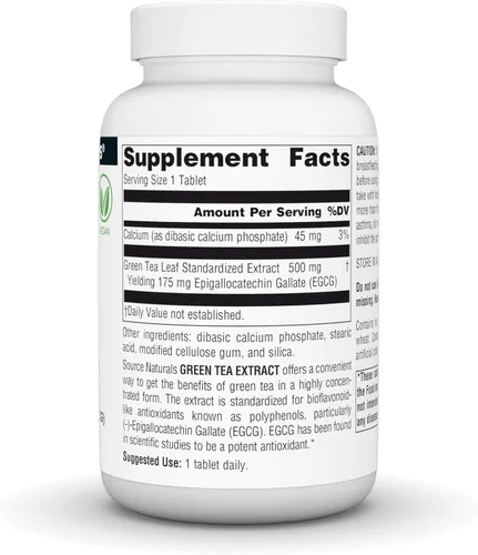 Miniatura 3 de Source Naturals Extracto de té verde - Super antioxidante* 500mg (RENDIMIENTO 175 mg EGCG) - 120 Tabletas