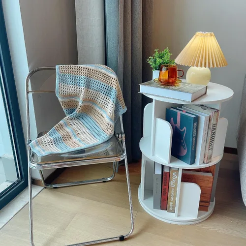 Miniatura 7 de Estantería de madera giratoria Heehee 360 Display, estante de pie con almacenamiento para niños y adultos, organizador multifuncional (blanco