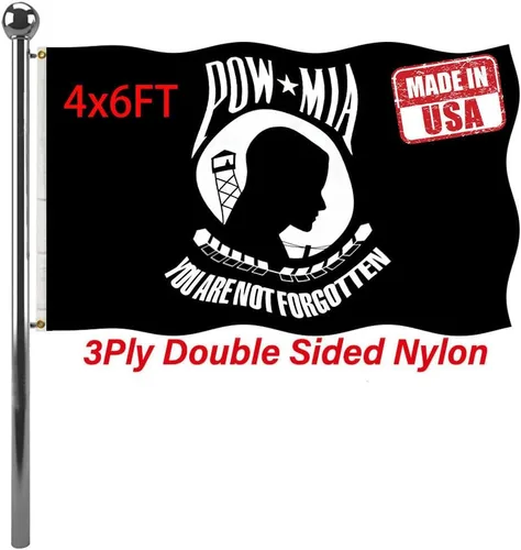 Miniatura 14 de Jayus Banderas militares Pow Mia de doble cara de 2 x 3 pulgadas para exteriores, nailon resistente 320D Pow You Are Not Forgotten Prisoner of War