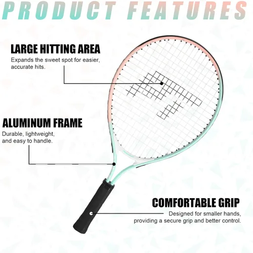 Miniatura 3 de PICKLETECH Kids Tennis Racket for Junior Toddlers Starter Kit 17-25" Tennis Racquet for Girls and Boys with Carry Bag, Lightweight for Beginners Cian