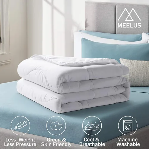 Miniatura 8 de MEELUS Edredón ligero refrescante negro, relleno de edredón para todas las estaciones, transpirable tamaño Queen, ropa de cama de verano, edredón