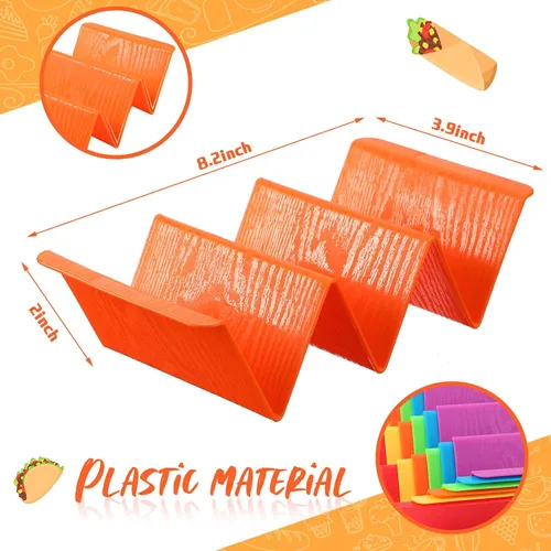 Miniatura 3 de Paquete de 60 soportes coloridos para tacos de plástico, platos grandes para bandejas de tacos para 2 o 3 cada estante para tortillas, soporte duro