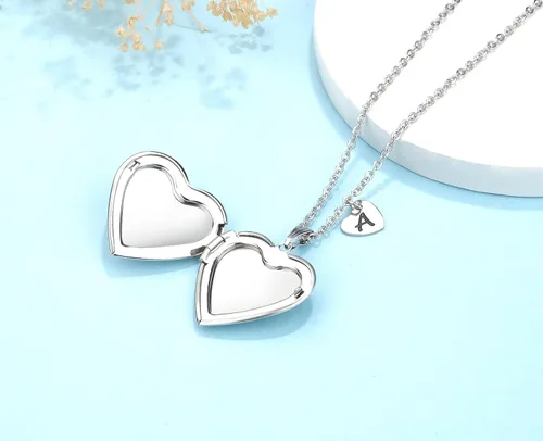Miniatura 4 de YOUFENG Regalos de unicornios para niñas, collar con medallón de corazón que sostiene imágenes, medallón esmaltado, regalos para mujeres