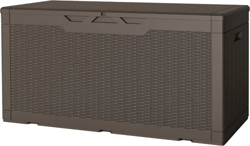 Miniatura 19 de JUMMICO Caja de resina de 31 galones, cajas de almacenamiento impermeables para interiores y exteriores para muebles de patio, cojines y Negro