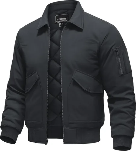 Miniatura 7 de TACVASEN - Chaqueta bomber para hombre, gruesa, acolchada, con cremallera, repelente al agua, rompevientos, cálida, de invierno, con 6 bolsillos