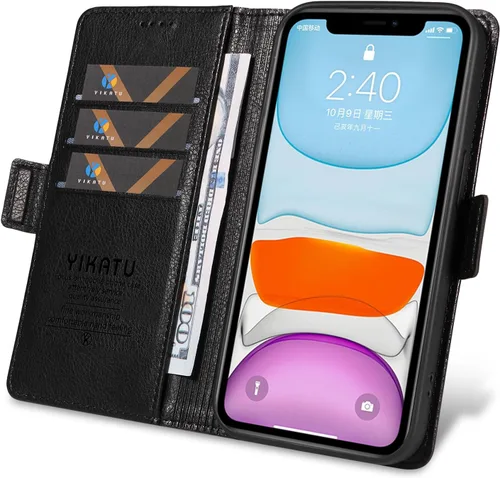 Miniatura 3 de Funda compatible con Redmi A1 4G, compatible con Redmi A1 4G Flip Stand Wallet PU Cuero Ranura para Tarjeta Cierre Magnético Funda Teléfono Negro