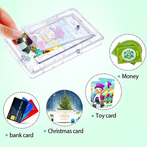 Miniatura 5 de Civaner Caja de rompecabezas de 10 piezas para tarjetas de regalo, laberinto de dinero, soporte de plástico para tarjetas de rompecabezas
