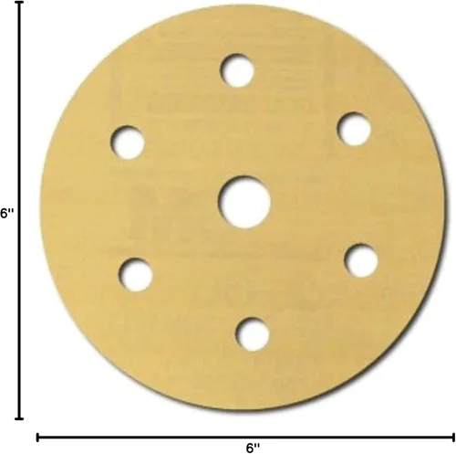 Miniatura 7 de 3M 182 Hookit - 236U Oro 6 pulgadas, P1C, disco de película antipolvo., 6, Dorado