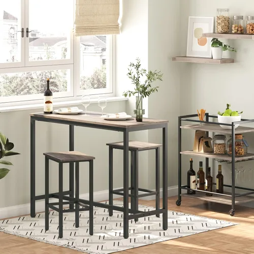 Miniatura 2 de HOOBRO Juego de mesa y sillas de bar, mesa rectangular de 47.2 pulgadas con 2 taburetes para espacio pequeño, mesa de alta superior, juego